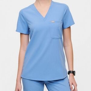 FIGS | Catarina One-Pocket Top and Basic Livingston Pant, size XS, Ceil Blue